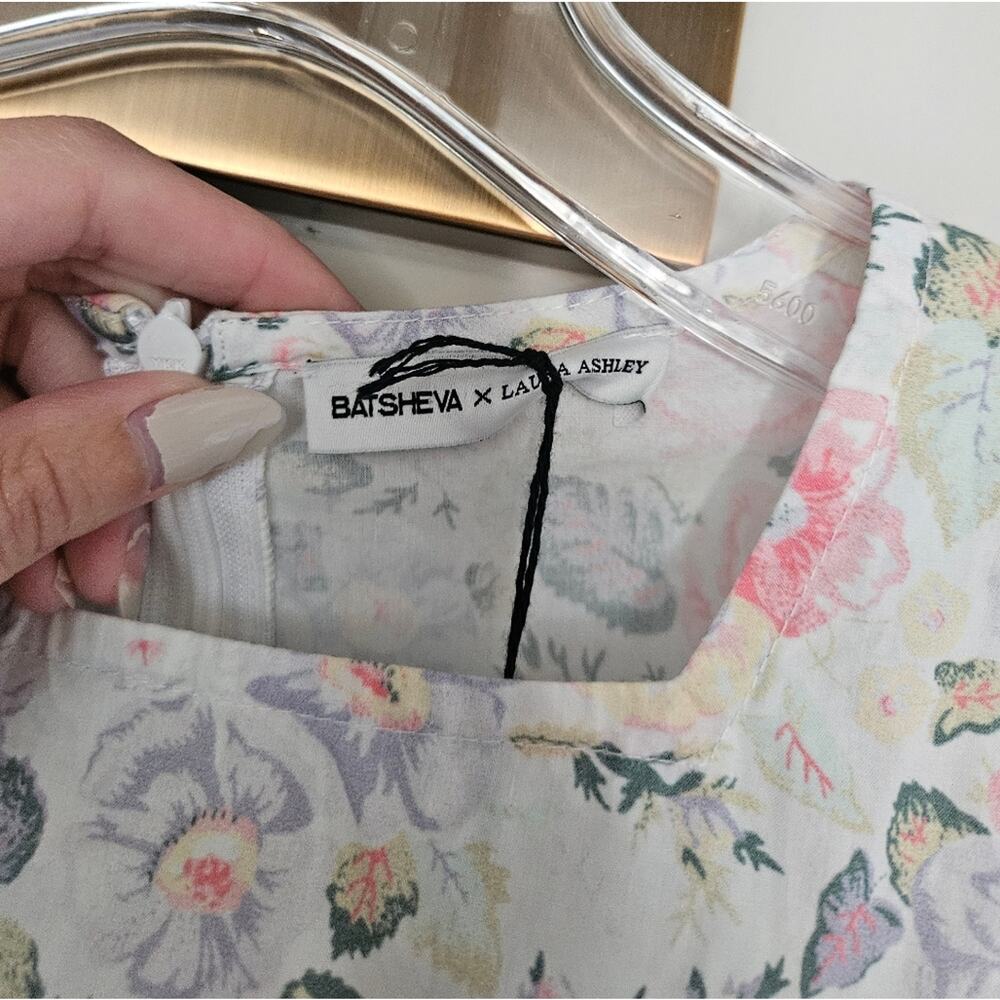 Batsheva x Laura Ashley White Floral Mini Prairie Dress Quartet NWT Size 10 - Picture 7 of 15